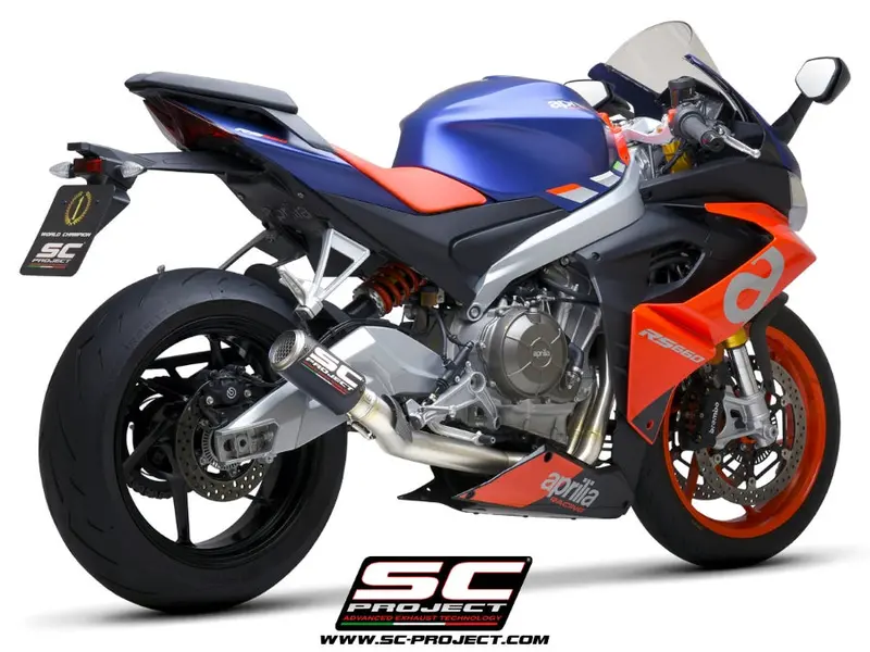 Aprilia Rs 660 - 2020 - 2024 Sc-Project 2-1 Stainless Steel Full Exhaust System, With Cr-T Carbon Fibre Exhaust With Stoneguard Grid 1
