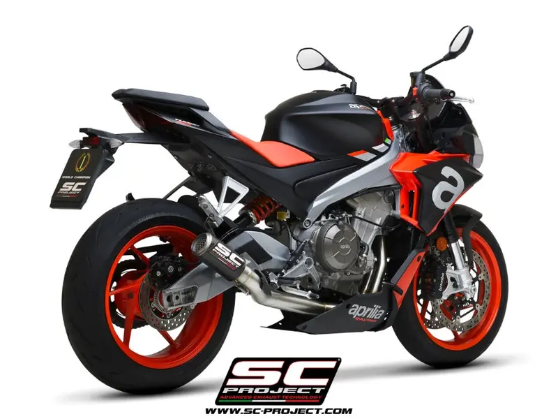 Aprilia Tuono 660 - 2021 - 2024 Sc-Project 2-1 Stainless Steel Full Exhaust System, With Cr-T Carbon Fibre Exhaust With Stoneguard Grid 1