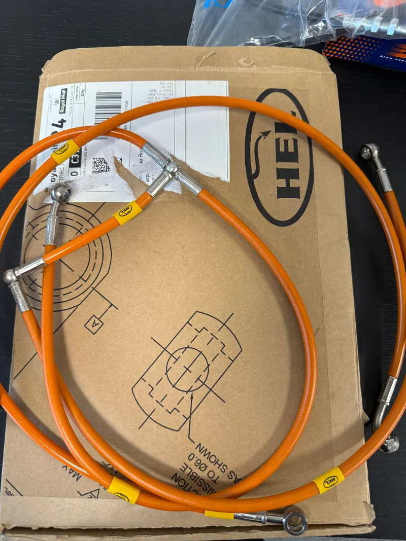 Clearance - Ktm 990 Smr, Smt 2009-2011 Standard Replacement Brake Lines Hel Stainless Steel Braided - Orange 1