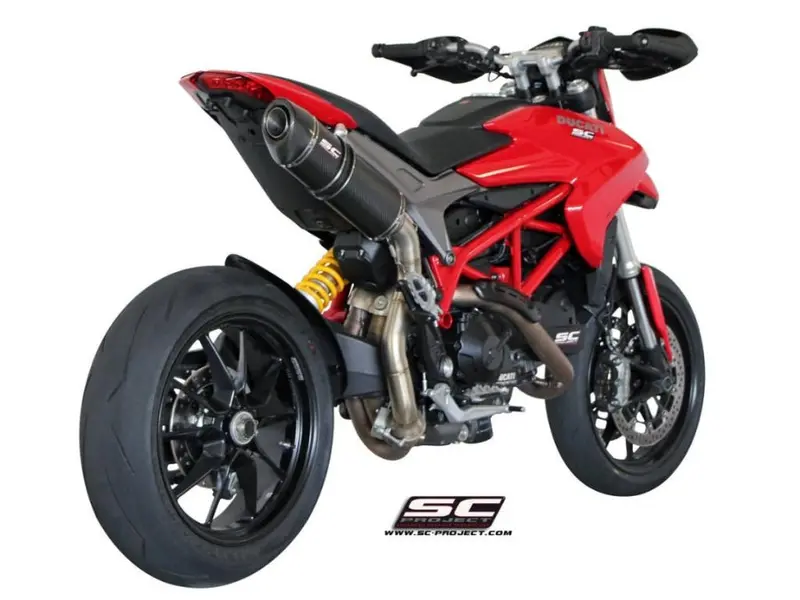 Ducati Hypermotard 821 - 2013 - 2016 – Sc-Project Oval Carbon Fibre Exhaust, High Mount 1