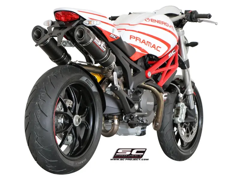 Ducati Monster 1100 - S - 2009 - 2010 – Sc-Project Pair Of Gp-Tech Carbon Fibre Exhaust 1