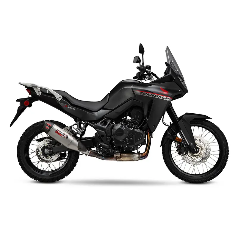 Honda Xl750 Transalp - (2023-2024) Yoshimura Stainless Rs-12 Adv Slip-On, Carbon End Cap And Heatshield  - Ins-31-K Low Volume Insert Available Seperately 1