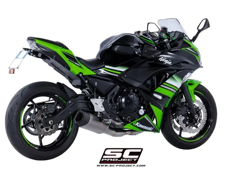 Kawasaki Ninja 650 - 2017 - 2019 – Sc-Project 2-1 Stainless Steel Full Exhaust System, With Sc1-R Gt Titanium Exhaust 1