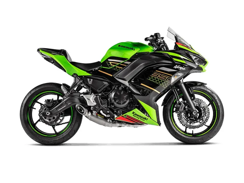 Kawasaki Z650 - (2017-2023) Akrapovic Titanium Silencer Complete Stainless 2-1 System - Race Removable Baffle 2