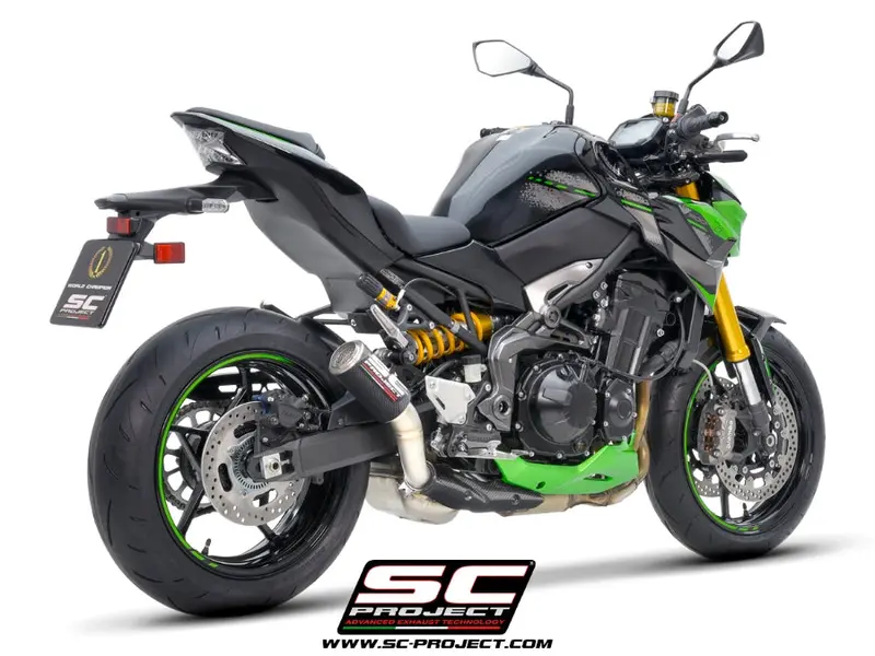 Kawasaki Z900 - 2020 - 2024 – Sc-Project Cr-T Carbon Fibre Exhaust, With Stoneguard Grid 1
