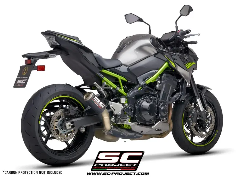 Kawasaki Z900 - 2020 – Sc-Project Cr-T Carbon Fibre Exhaust, With Stoneguard Grid (Without Carbon Fibre Heat Protection) 1
