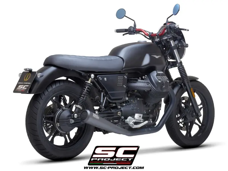 Moto Guzzi V7 Iii - 2017 - 2020 – Sc-Project Pair Of Conico 70S Stainless Steel Exhaust, Matt Black 1