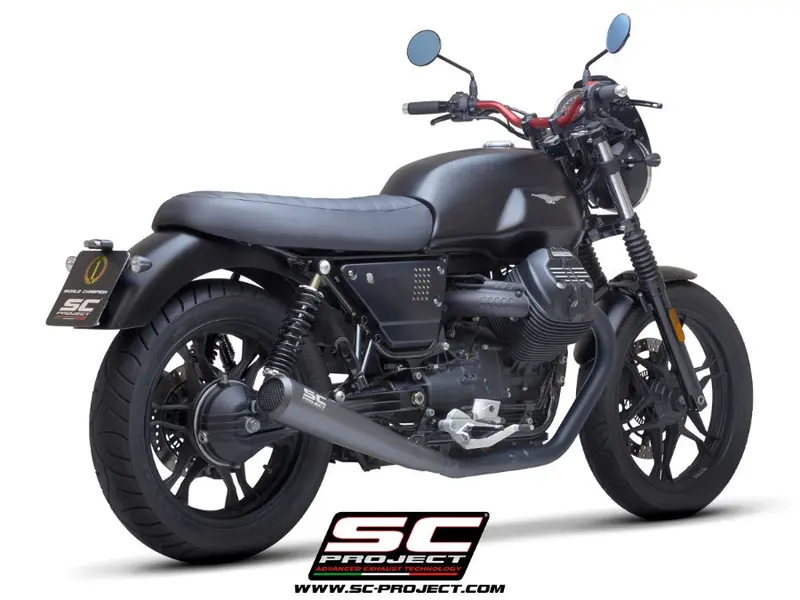 Moto Guzzi V7 Iii - 2017 - 2020 – Sc-Project Pair Of Conico 70S Stainless Steel Exhaust, Matt Black 1