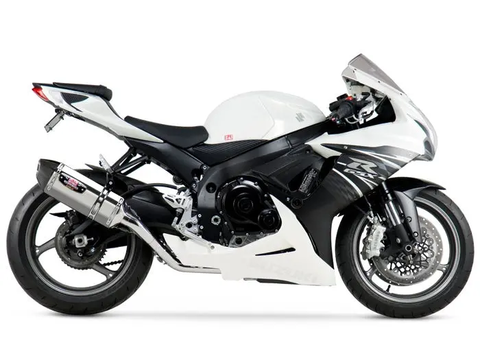Suzuki Gsx-R600 - (2011-2018) Yoshimura Stainless R77 Stainless Full System - Stainless Duplex Header Carbon Coned End Cap - Race Series 1