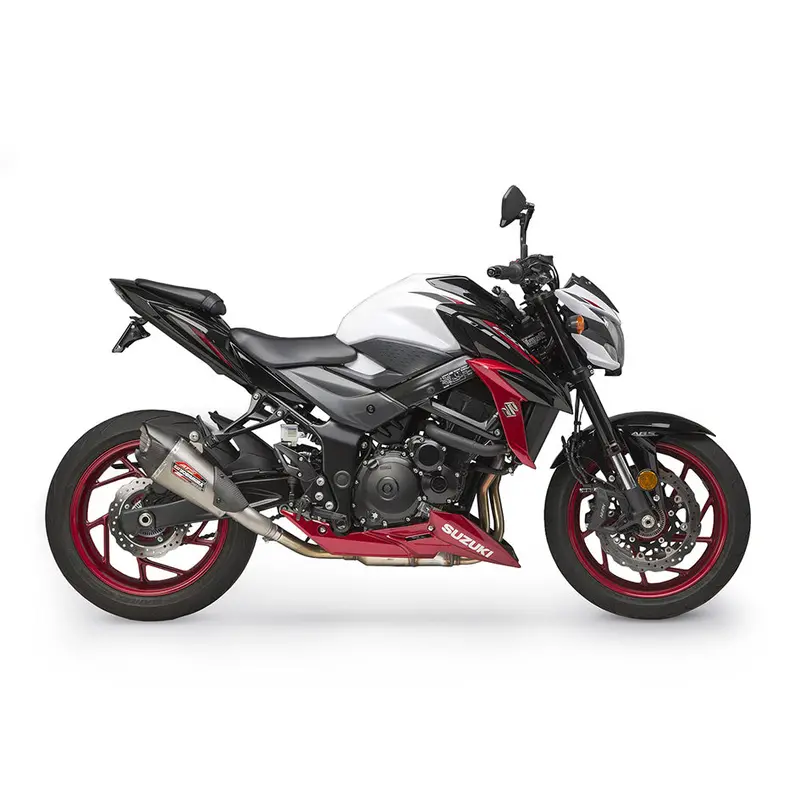 Suzuki Gsx-S750 - (2017-2022) Yoshimura Stainless At2 Slip-On Kit, Matt Carbon End Cap & Heel Guard - No Low Volume Insert 1
