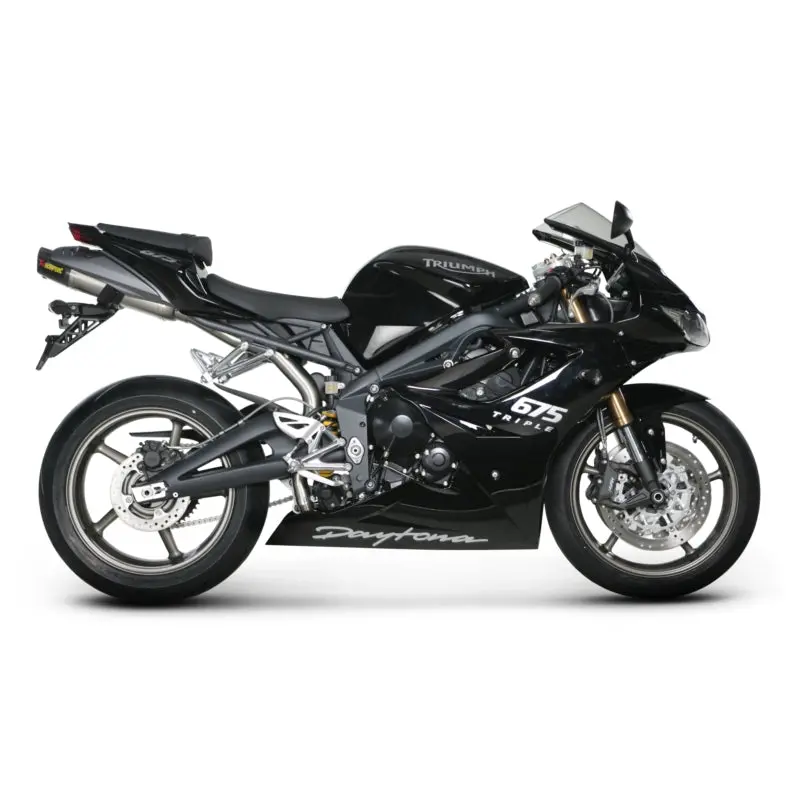 Triumph Daytona 675 - (2006-2012) Akrapovic Titanium Silencer Slip-On Kit - (Carbon Outlet Cap) - Road Legal Removable Baffle 2