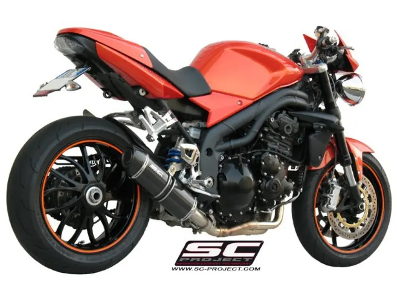 Triumph Speed Triple 1050 - 2007 - 2010 – Sc-Project Oval Carbon Fibre Exhaust, Low Mount 1