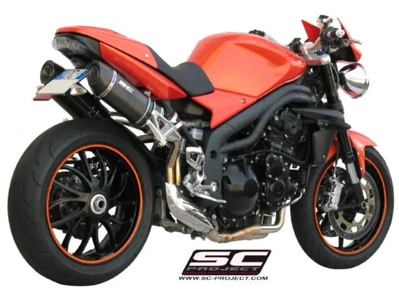 Triumph Speed Triple 1050 - 2007 - 2010 – Sc-Project Pair Of Oval Carbon Fibre Exhaust 1