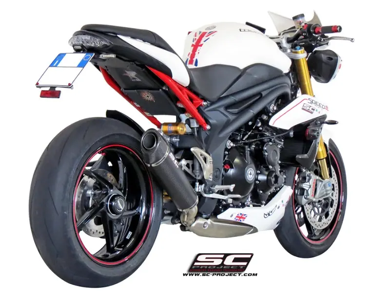 Triumph Speed Triple 1050 - 2011 - 2015 – Sc-Project Conic Carbon Fibre Exhaust, Low Mount 1
