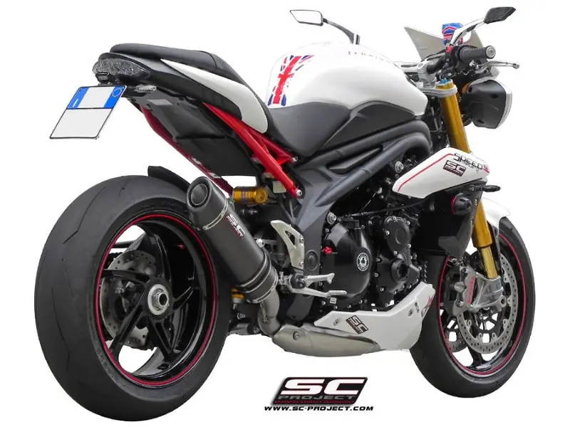 Triumph Speed Triple 1050 - 2011 - 2015 – Sc-Project Oval Carbon Fibre Exhaust, Low Mount 1