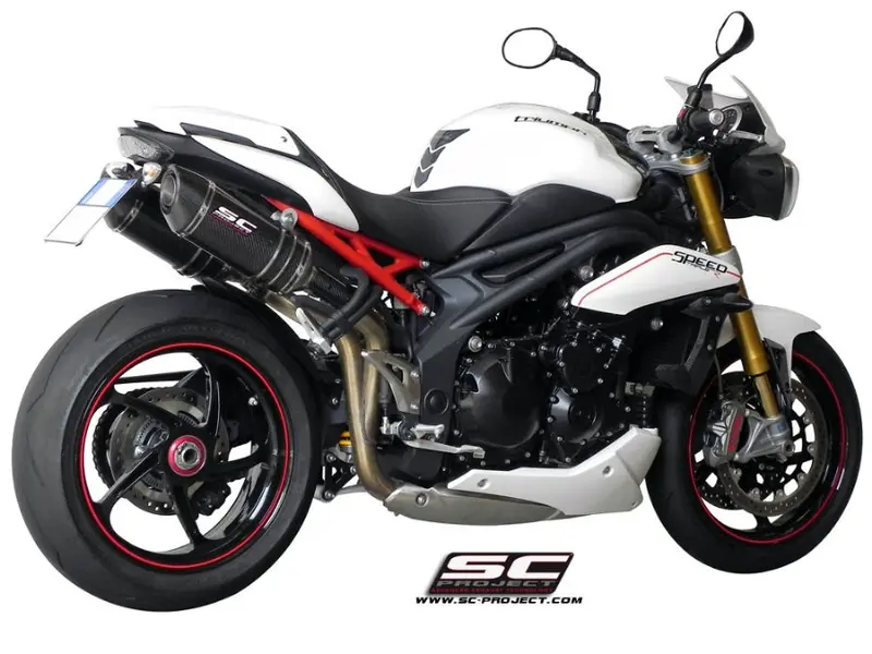Triumph Speed Triple 1050 - 2011 - 2015 – Sc-Project Pair Of Oval Carbon Fibre Exhaust 1