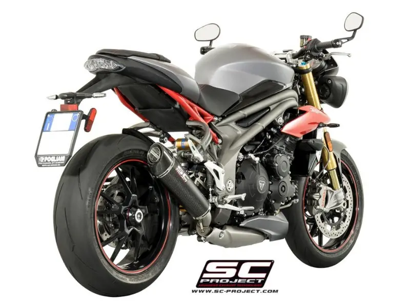 Triumph Speed Triple 1050 - 2016 - 2017 – Sc-Project Conic Carbon Fibre Exhaust, Low Mount 1
