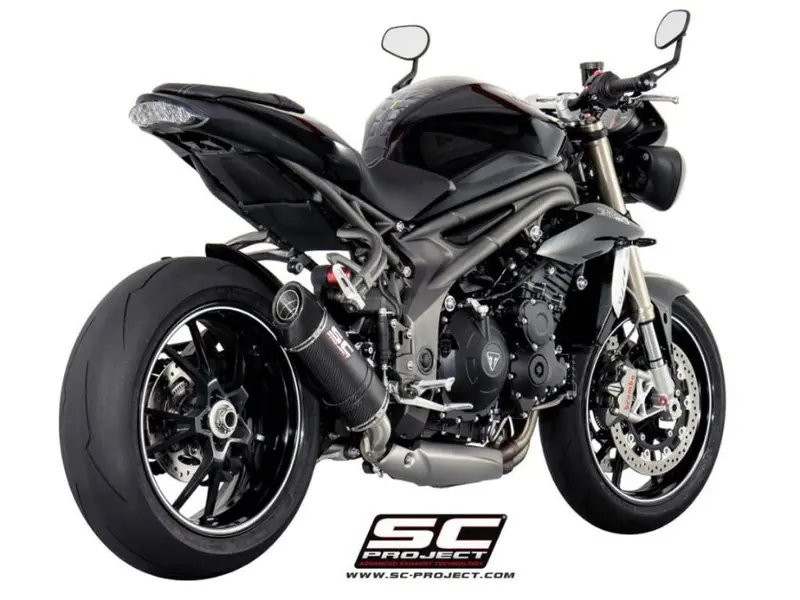 Triumph Speed Triple 1050 - 2016 - 2017 – Sc-Project Oval Carbon Fibre Exhaust, Low Mount 1
