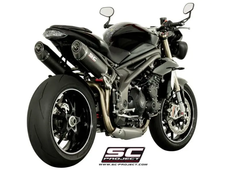 Triumph Speed Triple 1050 - 2016 - 2017 – Sc-Project Pair Of Oval Carbon Fibre Exhaust 1