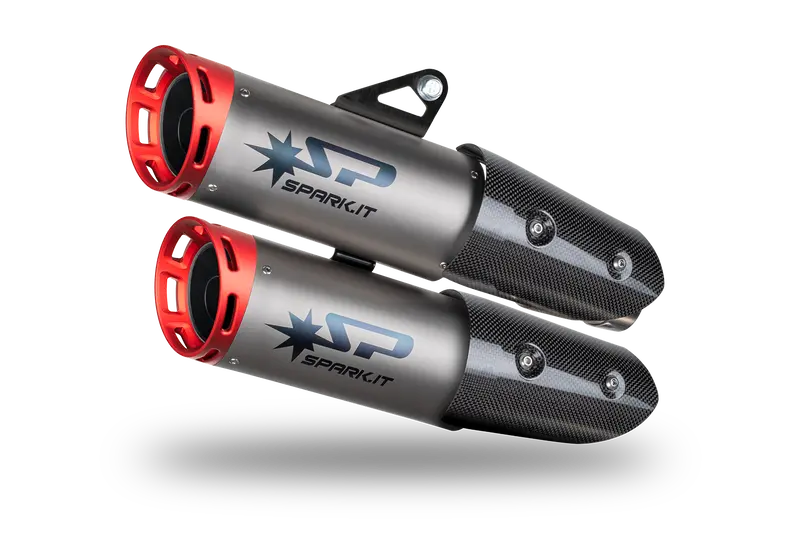 Triumph Speed Triple 1200 2021 - 2024 - Slip-On Dyno Silencers With Red Anodised Aluminium End Caps 1