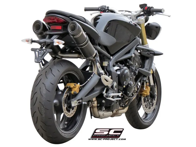 Triumph Street Triple 675 - 2007 - 2012 – Sc-Project Pair Of Gp-Tech Carbon Fibre Exhaust 1