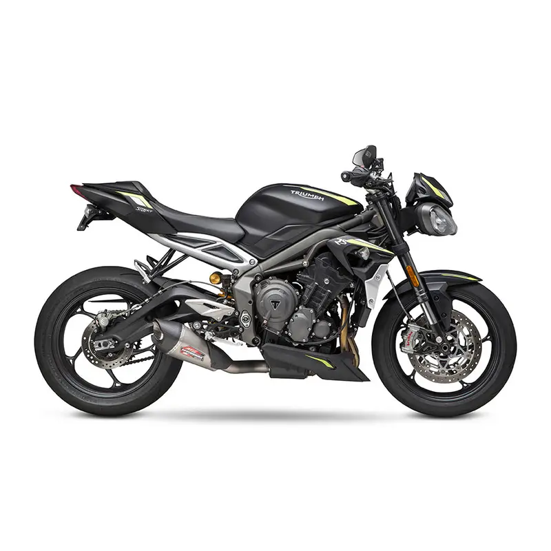 Triumph Street Triple 765 All Variants - (2017-2022) Yoshimura Stainless At2 Slip-On Carbon Fibre End Cap, Heat Shield - Race Series - Removable Baffle 1