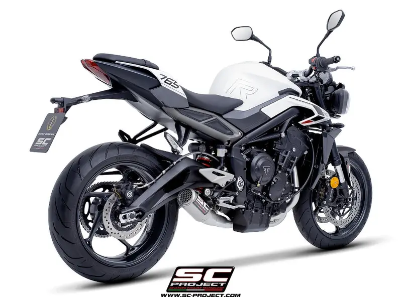 Triumph Street Triple 765 R - Rs - 2023 - 2024 – Sc-Project 3-1 Stainless Steel Full Exhaust System, With Cr-T Titanium Exhaust With Stoneguard Grid 1
