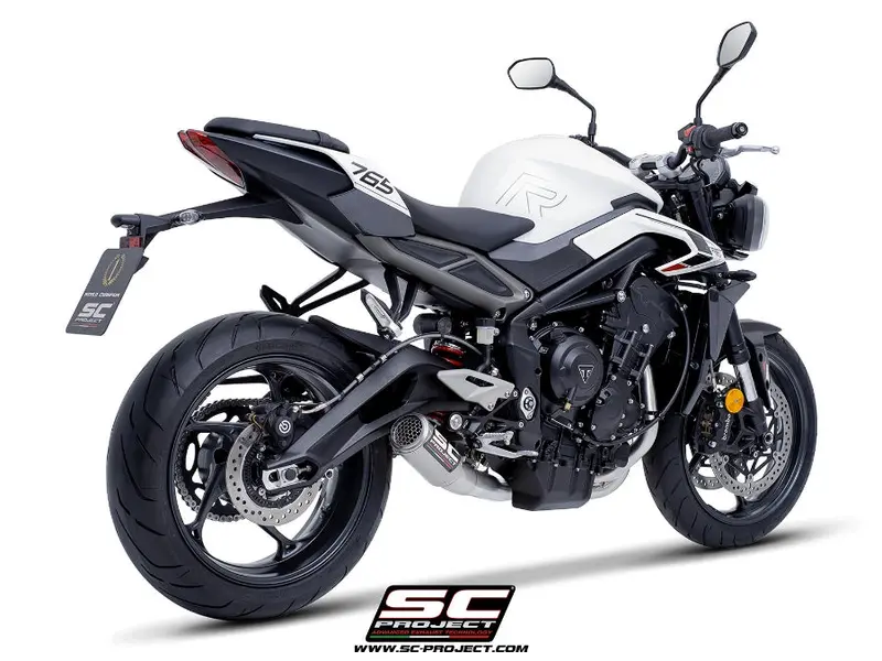 Triumph Street Triple 765 R - Rs - R A2 - 2024 - 2025 – Sc-Project 3-1 Stainless Steel Full Exhaust System, With Cr-T Titanium Exhaust With Stoneguard Grid 1