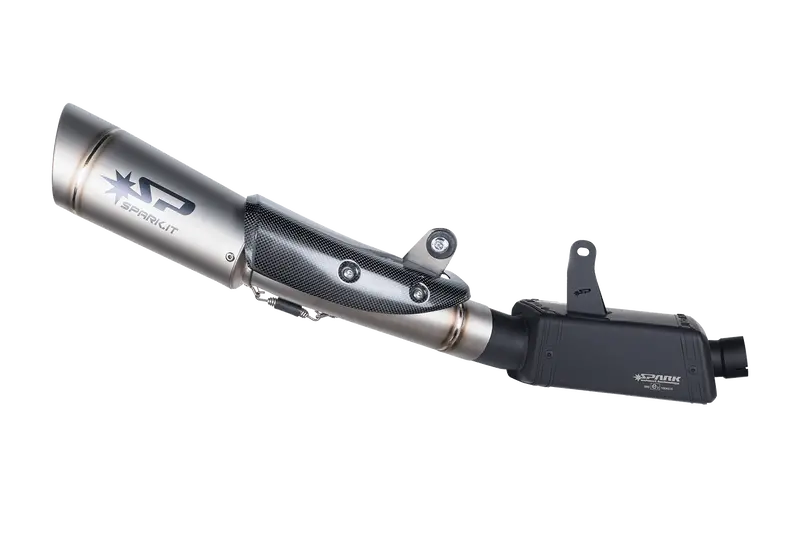 Triumph Street Triple 765 Rs / R / S - 2020 - 2022 - 3/4 Kit High Lateral Mounting: Stainless Steel Box + Grid-O Silencer (Black) 1
