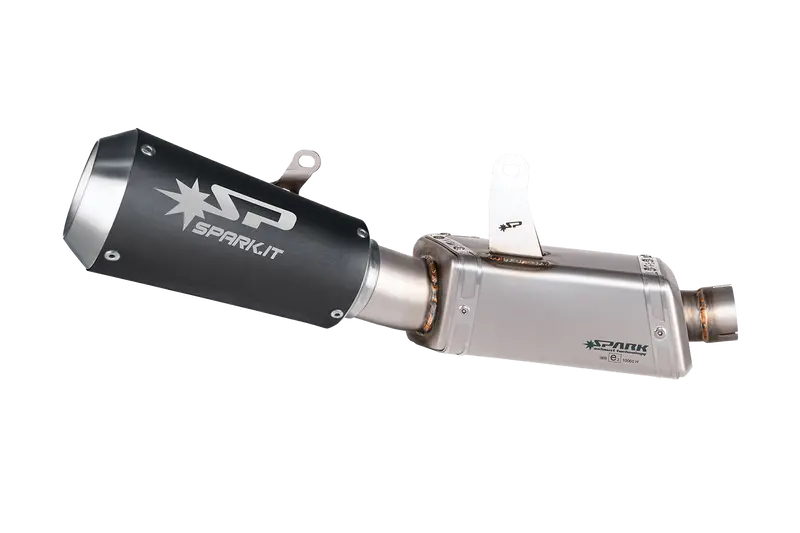 Triumph Street Triple 765 Rs / R / S 2020 - 2022 - 3/4 Kit Std Mounting: Stainless Steel Box + Moto Gp Silencer (Black) 1