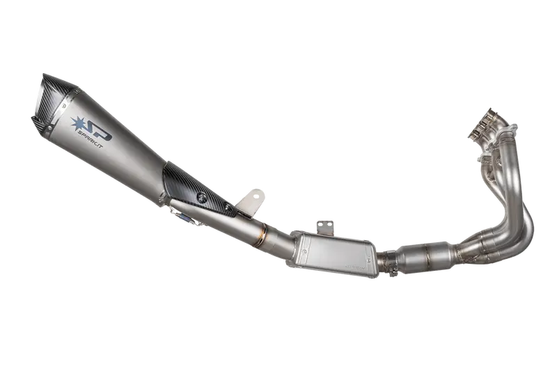 Triumph Street Triple Rs / R / S 2023 - 2025 - Lateral Mount Euro 5 Full System Stainless Steel - Konix Evo Silencer + Pre-Silencer Box And Catalyst (Black) 1