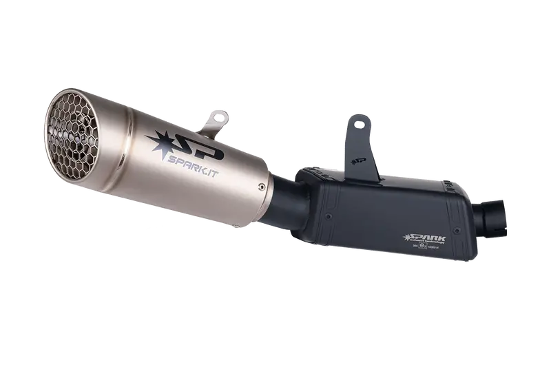 Triumph Street Triple S 660 A2 (17-22) — 3/4 Kit: Stainless Steel Box + Grid-O Silencer (Black) 1