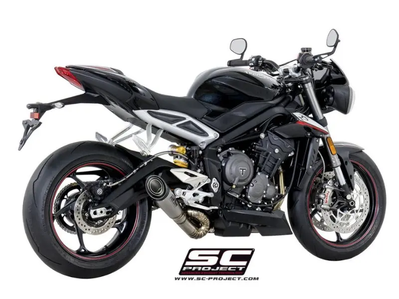 Triumph Street Triple S 660 - A2 - 2017 - 2019 – Sc-Project S1 Titanium Exhaust, With Welded Sector Link Pipe 1