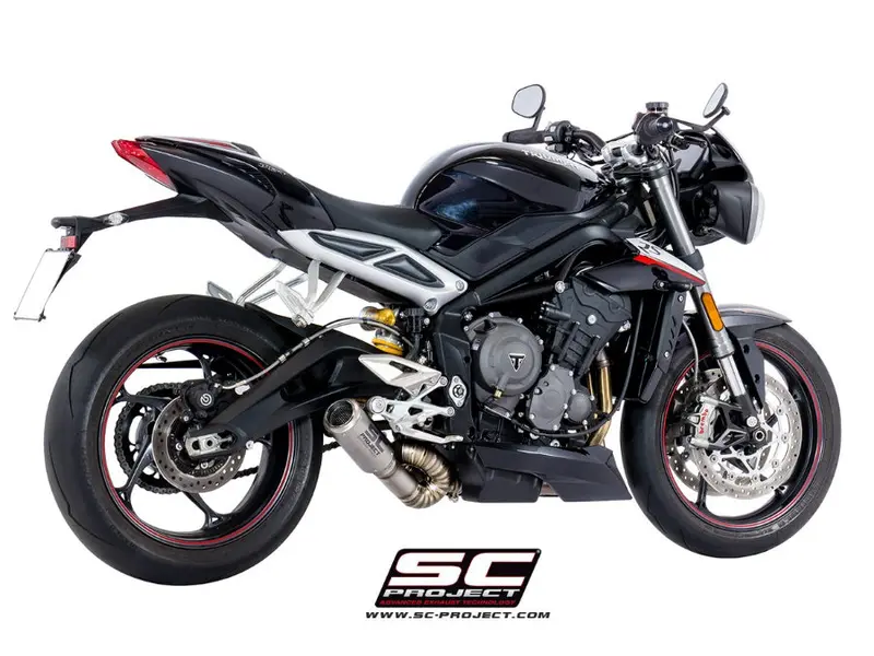 Triumph Street Triple S 660 - A2 - 2020 - 2022 – Sc-Project Cr-T Titanium Exhaust, With Welded Sector Link Pipe 1
