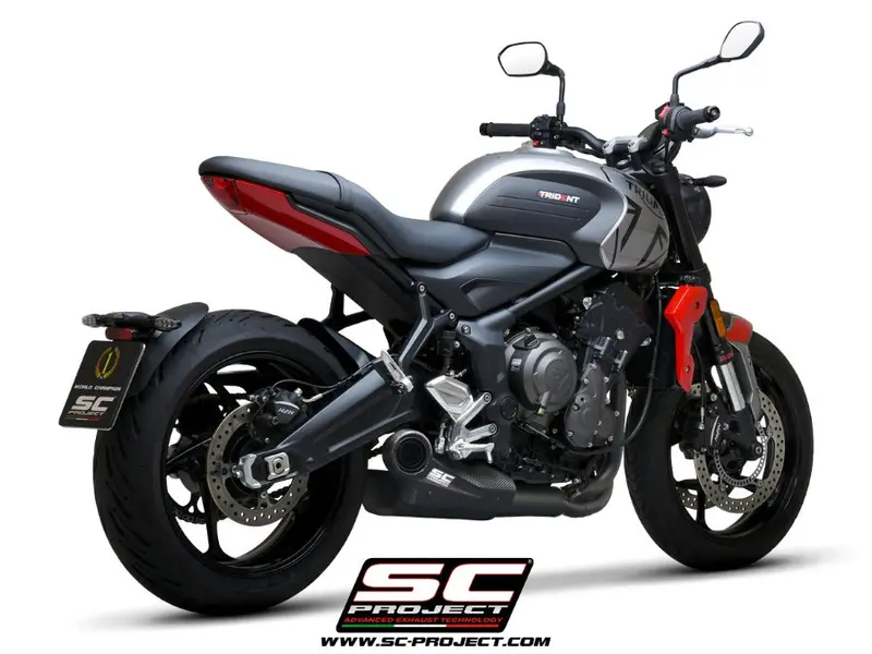Triumph Trident 660 - 2021 - 2024 – Sc-Project 3-1 Stainless Steel Full Exhaust System, Matt Black, With Str-1 Exhaust 1