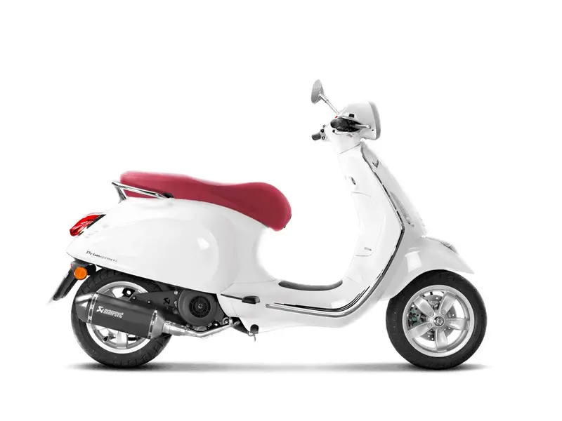 Vespa Primavera 125Ie 3V - (2017-2020) Akrapovic Sp Titanium Full System - Black Hexagonal Silencer (For Models With Iget Engines) - (Optional Cat Conv. Required To Be Fully Road 2