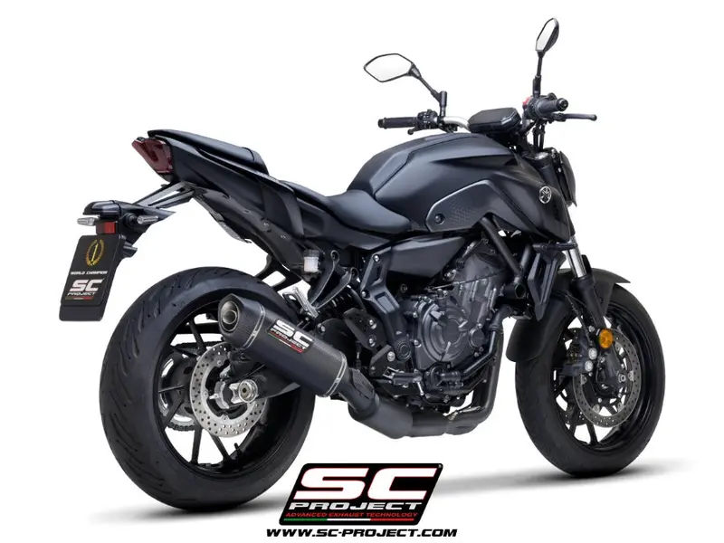 Yamaha Mt-07 - 2021 - 2024 – Sc-Project 2-1 Stainless Steel Full Exhaust System, Matt Black, With Sc1-S Carbon Fibre Exhaust 1