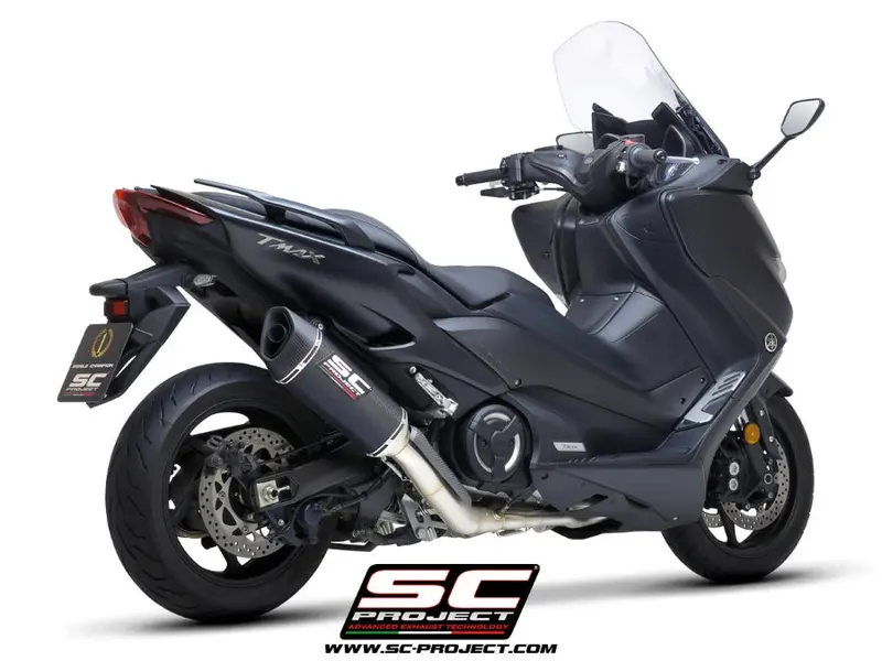 Yamaha Tmax 560 - 2020 - 2021 – Sc-Project 2-1 Stainless Steel Full Exhaust System, With Sc1-R Carbon Fibre Exhaust 1