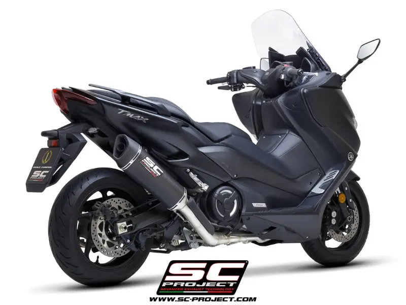 Yamaha Tmax 560 - 2020 - 2021 – Sc-Project 2-1 Stainless Steel Full Exhaust System, With Sc1-R Carbon Fibre Exhaust 1