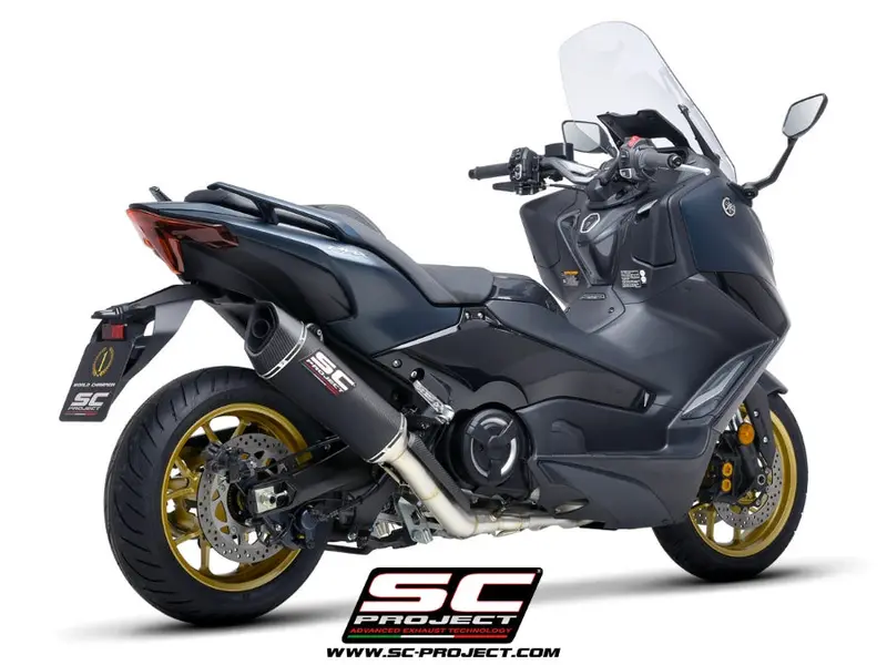 Yamaha Tmax 560 - 2022 - 2024 – Sc-Project 2-1 Stainless Steel Full Exhaust System, With Sc1-R Carbon Fibre Exhaust 1