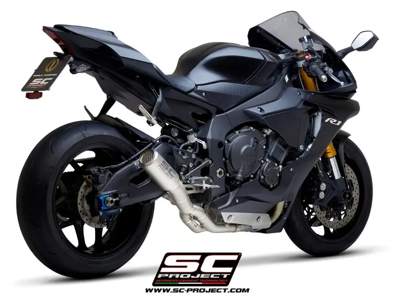 Yamaha Yzf R1 - 2015 - 2016 – Sc-Project Cr-T Titanium Exhaust, With Stoneguard Grid, With De-Cat Link Pipe 1