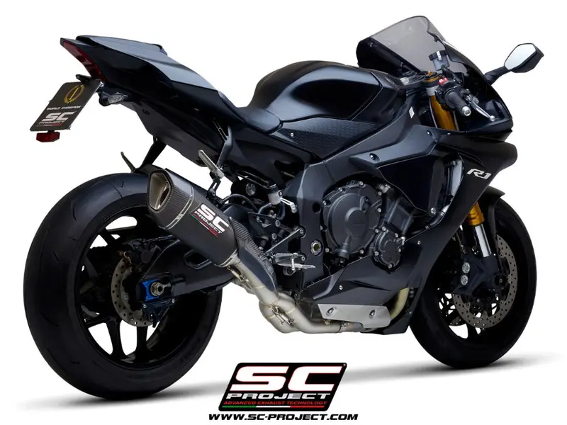 Yamaha Yzf R1 - 2017 - 2019 – Sc-Project Sc1-R Carbon Fibre Exhaust (250 Mm), With De-Cat Link Pipe 1