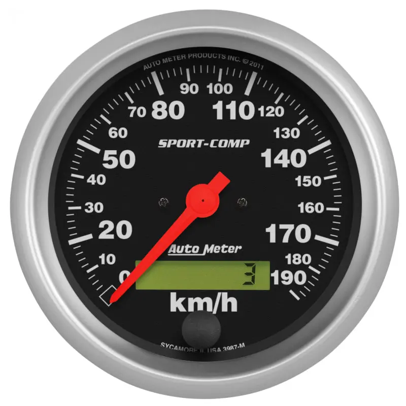 Autometer Sport-Comp 3-3/8 Inch 190 Kph Electronic Speedometer Gauge 1