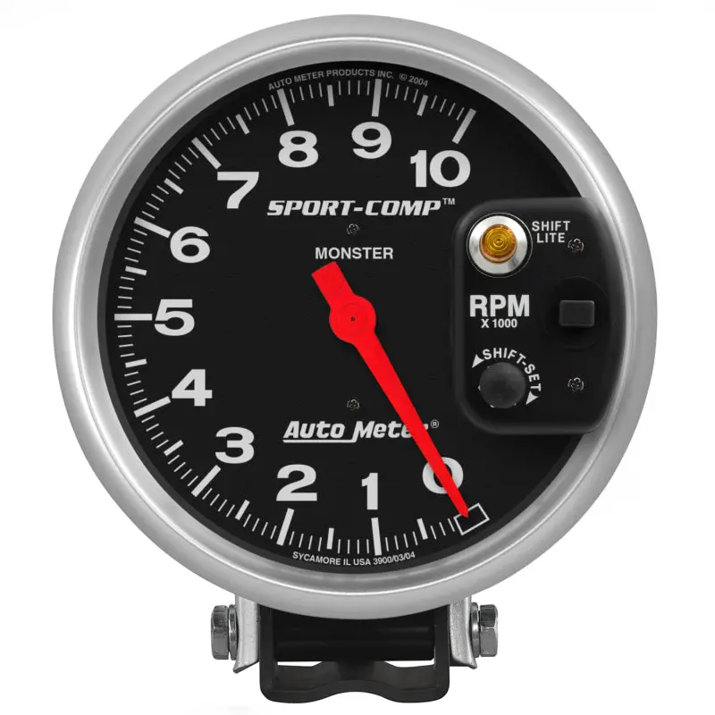 Autometer Sport-Comp 5-Inch Tachometer With Shift Light – 10,000 Rpm Range, Pedestal-Mount Design 1