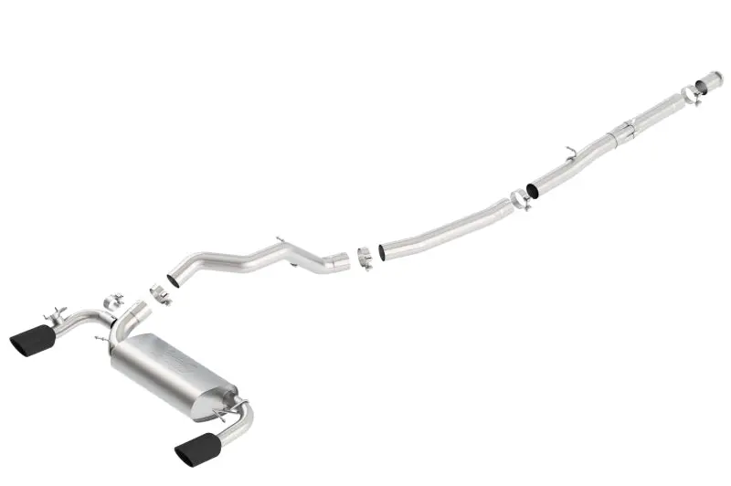 Borla Atak Cat-Back Exhaust System For 2016–2018 Ford Focus Rs (2.3L Turbo, Awd, Manual) – Black Chrome Tip 1