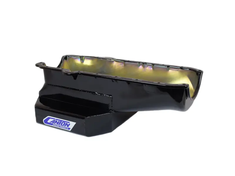Canton 12-Inch Long Sump Oil Pan For Pre-1980 Small Block Chevy – Road Race Design, Black Finish (Model 15-260Blk) 1