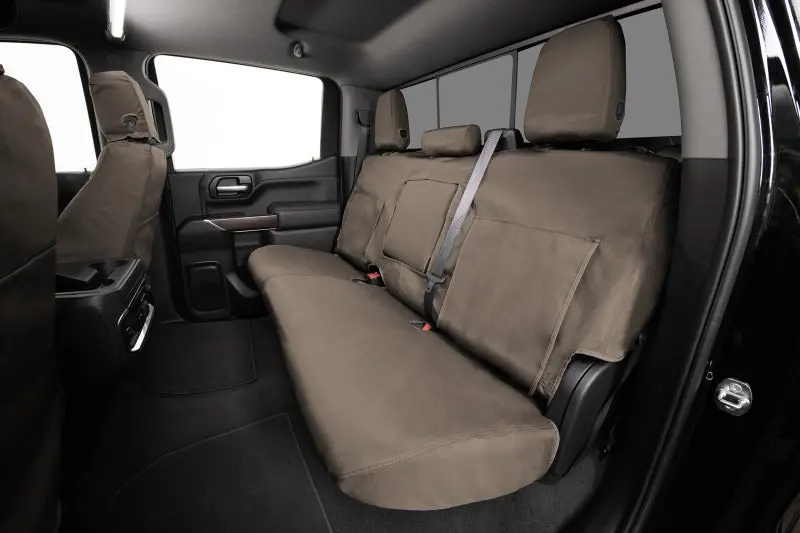 Covercraft Seatsaver Custom Waterproof Seat Covers – Second Row, Taupe Polyester, Fits 2014–2021 Toyota Tundra 1