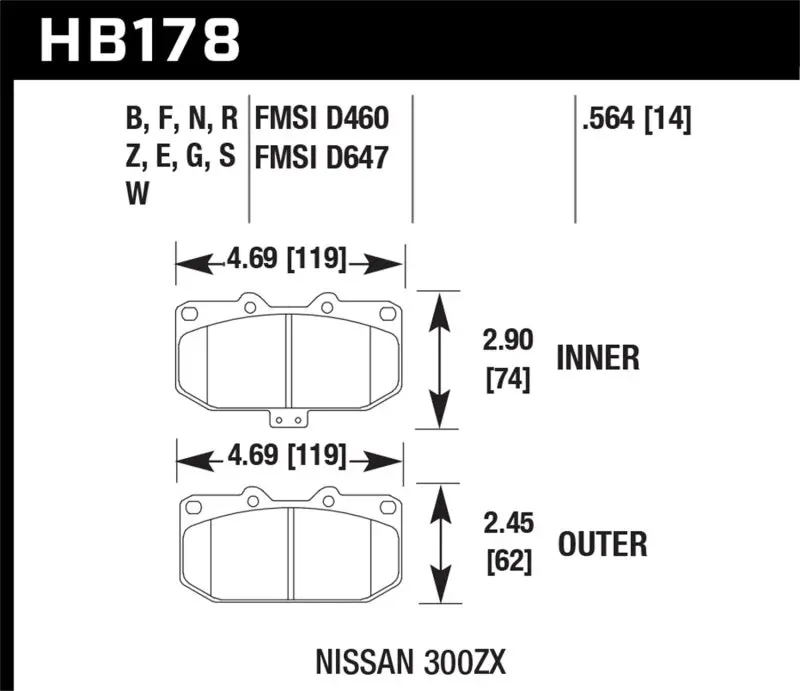 Hawk Blue 9012 Race Brake Pads — Front Axle, Fits 2006–2007 Subaru Wrx, 1989–1996 Nissan 300Zx, And 1989–1993 Skyline Gt-R 1