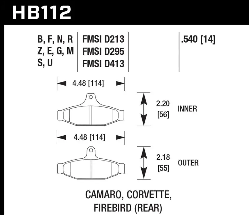 Hawk Er-1 Rear Brake Pads For 1988–1989 Chevrolet Camaro With 2.8L Engine 1