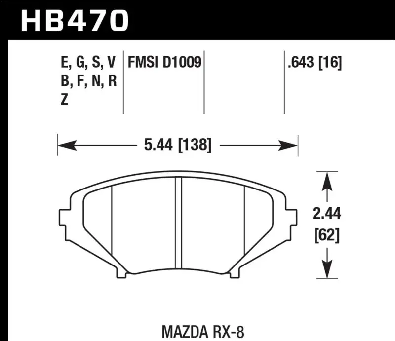 Hawk Hps 5.0 Front Brake Pads For 2004–2011 Mazda Rx-8 Grand Touring 1